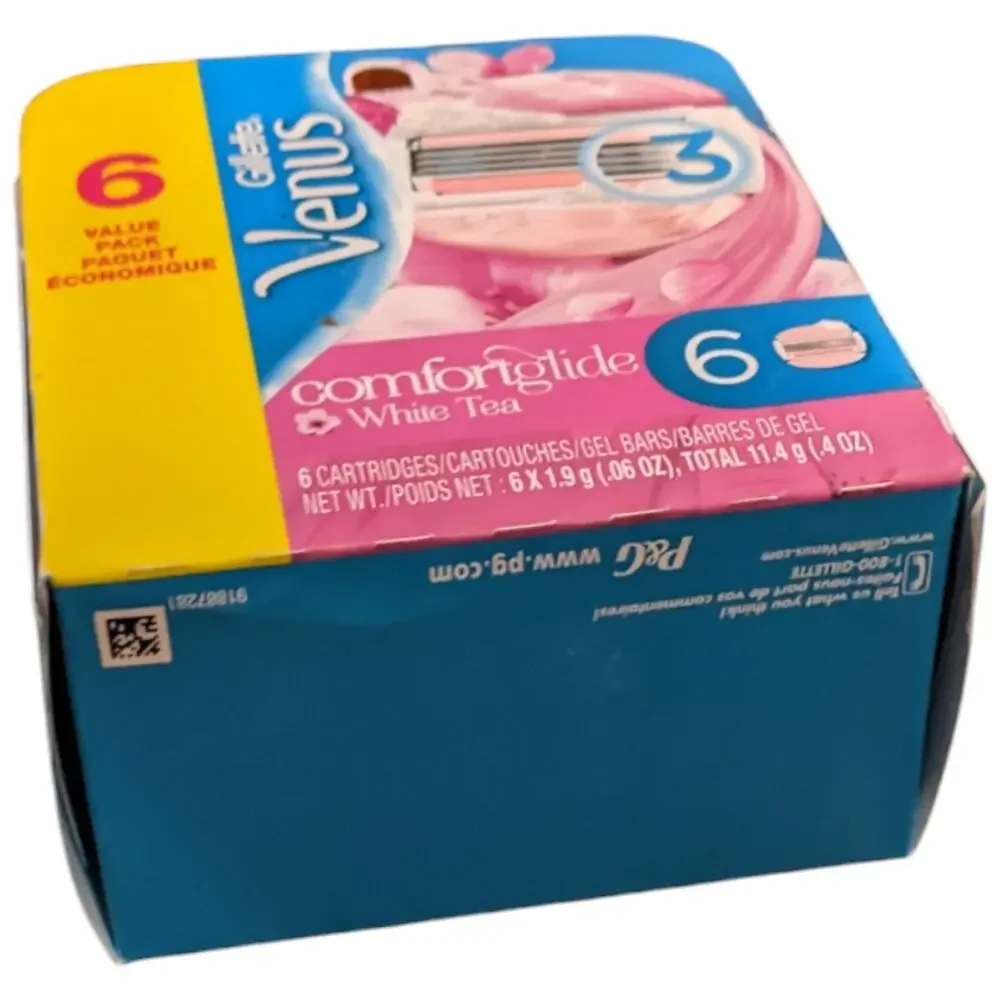Gillette Venus White Tea 6 Cartridges Razor 3 Blades Value Pack Pink
